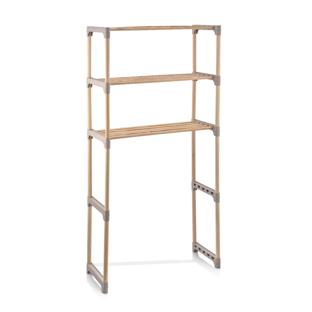 3-Tier Over The Toilet Rack Solid Wood Vertical Organizer