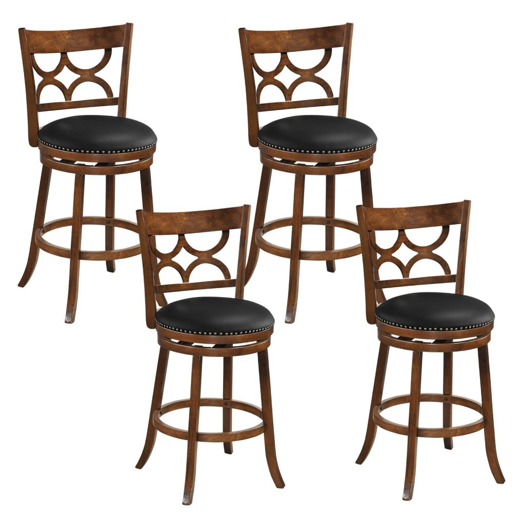 31 Inch Bar Height Chairs with High Backrest and Wood Frame Set of 2 or 4