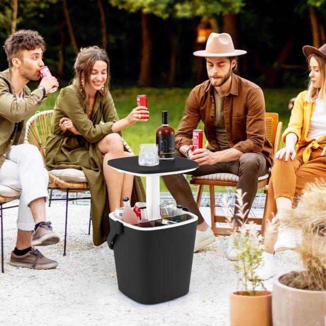 Outdoor Cooler Table 4-Gallon Portable Cooler Side Bar Table