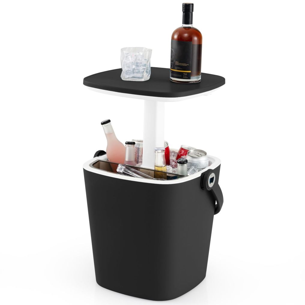Outdoor Cooler Table 4-Gallon Portable Cooler Side Bar Table