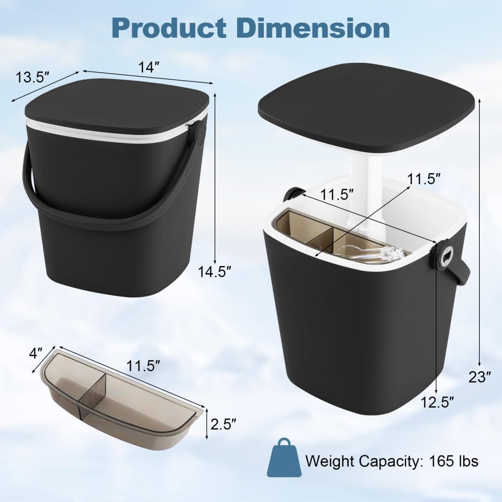 Outdoor Cooler Table 4-Gallon Portable Cooler Side Bar Table