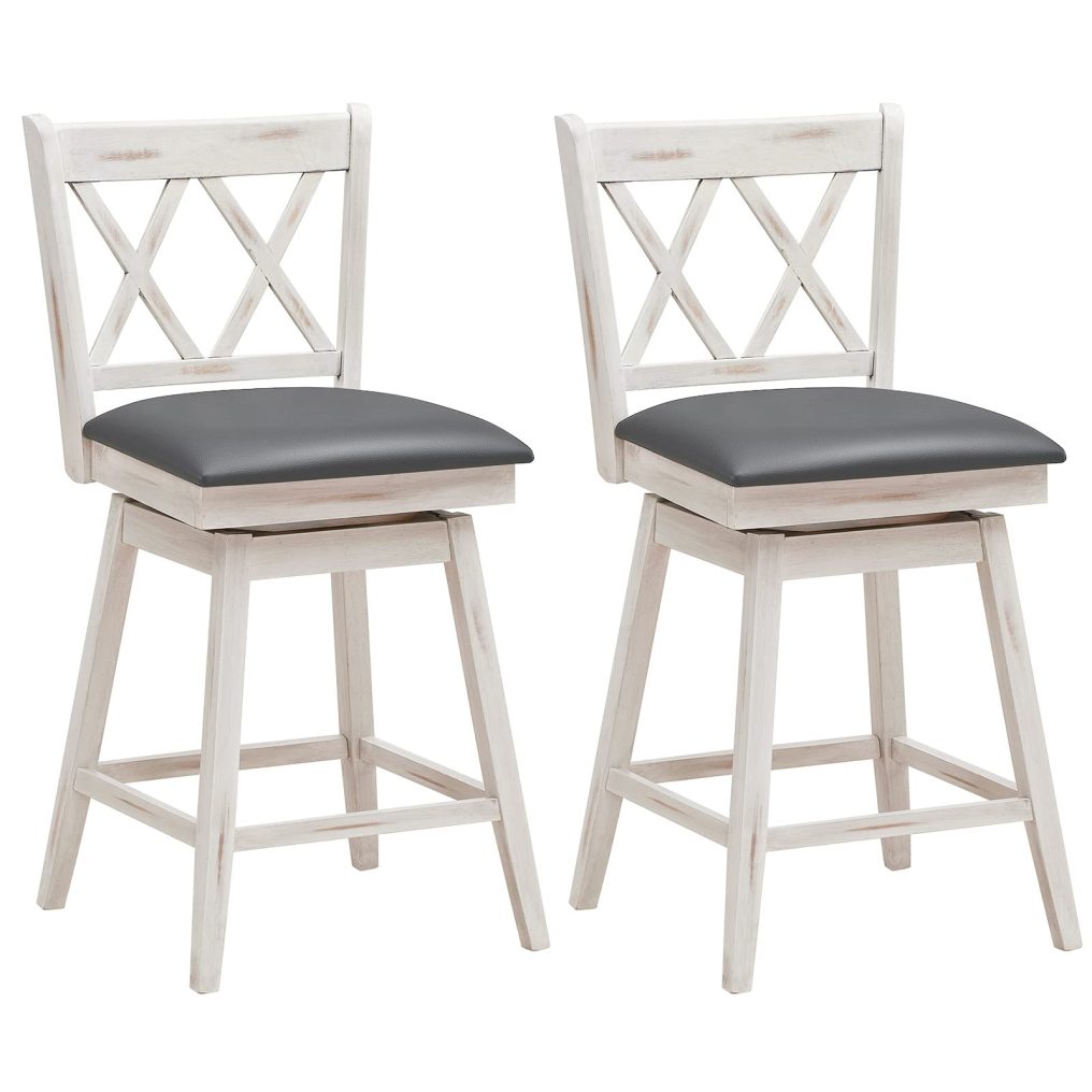 360 ° Swivel Counter Height 25 inch Bar Stool with Foot Rest Upholstered Cushion & Ergonomic Backrest