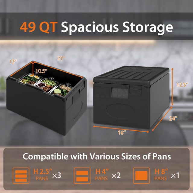 49 Qt Insulated Food Pan Carrier Non-Electrical Food Warmer