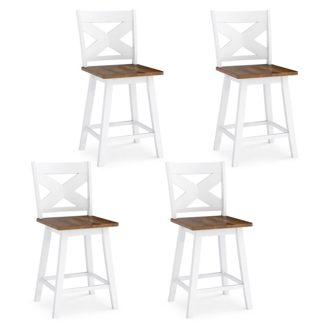 24" Swivel Barstools Set of 2/4 Rubberwood Counter Height Chairs