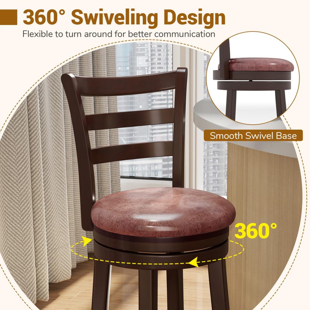 26"/30” Bar Height Stools Set with Footrest for Kitchen