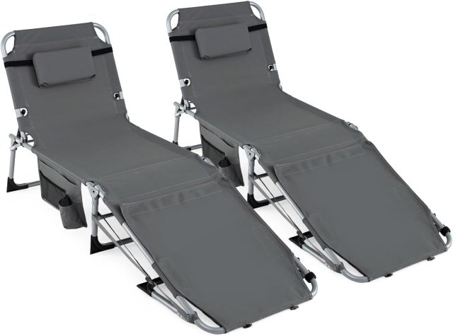Tanning Chair with Face Arm Holes | Portable Sunbathing Chair w/4-Level Backrest (1/2)