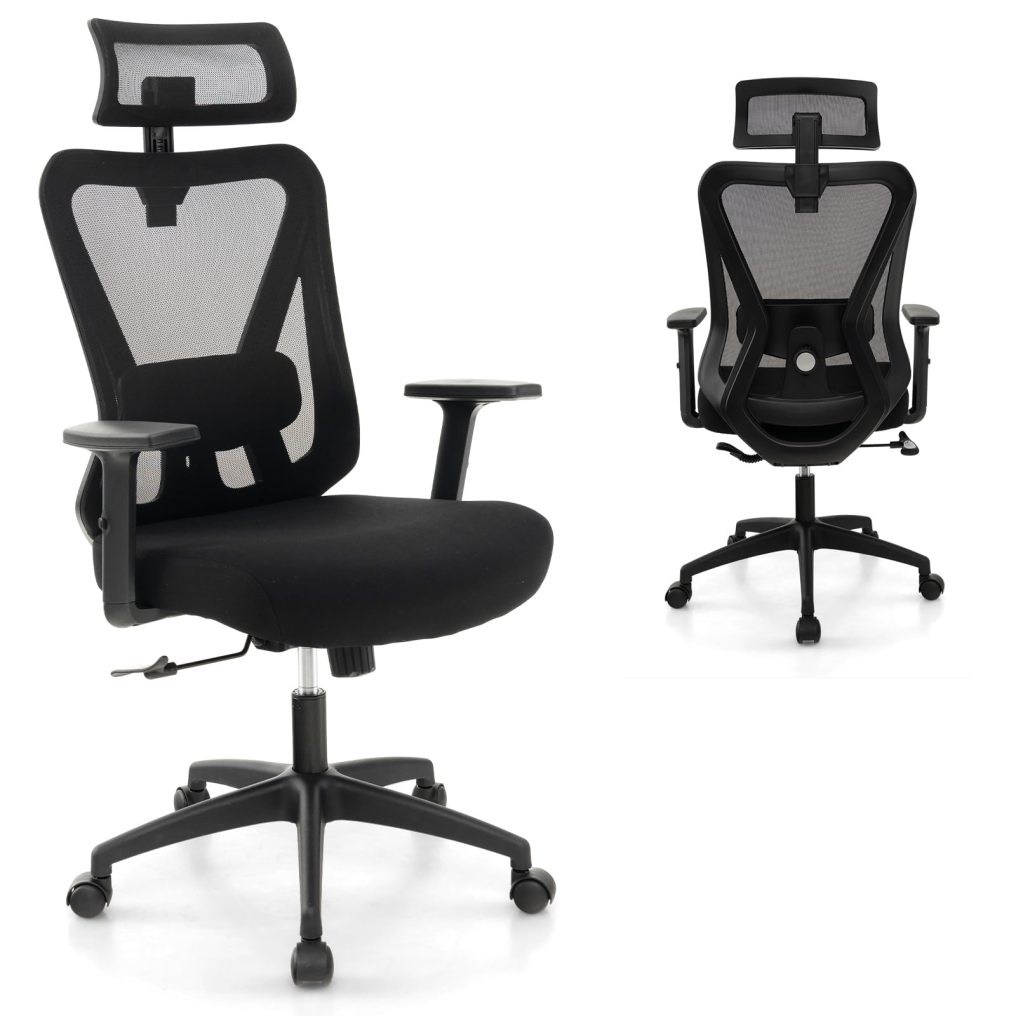 Mesh Ergonomic Office Chair Adjustable Swivel Task Chair with 90°-120° Reclining Backrest