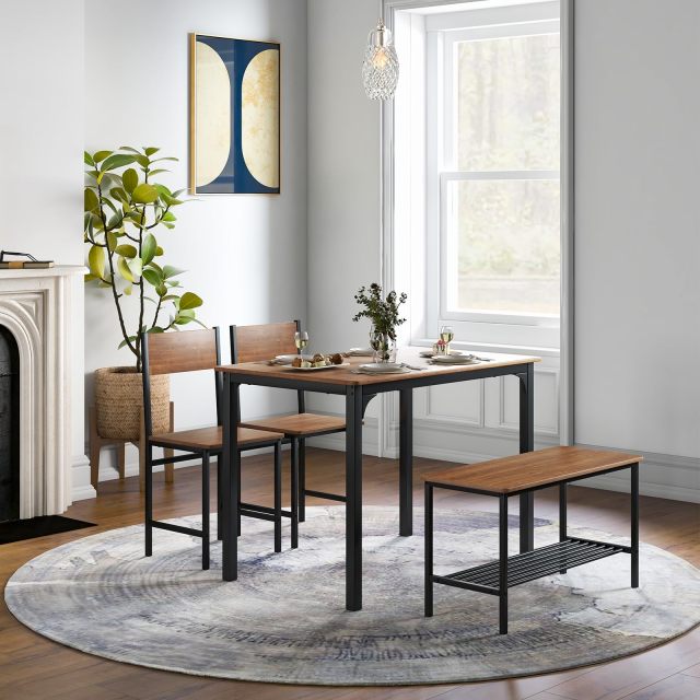 Dining Table Set for 4 Rectangular Kitchen Table Set with Bench and 2 Chairs