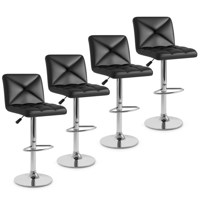 Bar Stools Set Modern PU Leather Swivel Bar Chairs