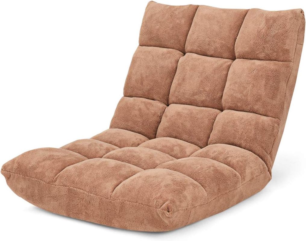 14-Position Floor Sofa, Folding Gaming Sofa Chair, Angle Adjustable Sleeper Bed, Couch Recliner