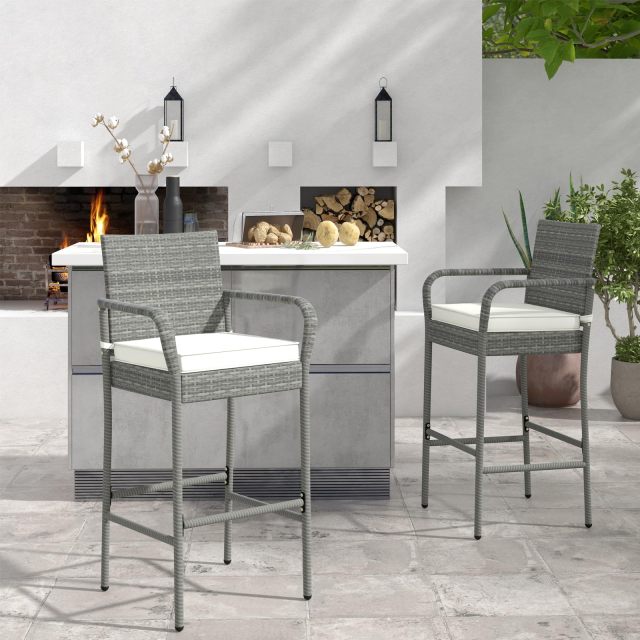 Patio Bar Height Chairs with Cushions for Backyard