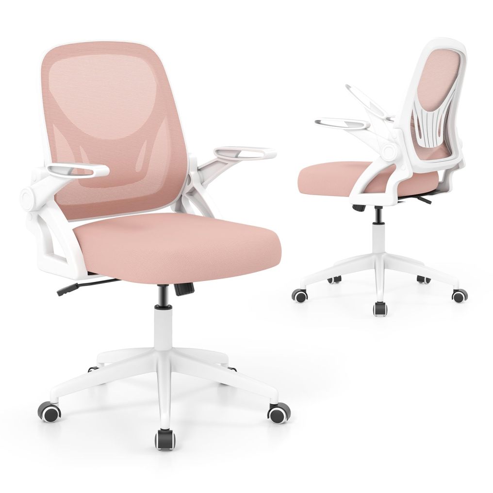 Comfy Swivel Rolling Desk Chair with Adjustable Height & Flip-Up Armrests