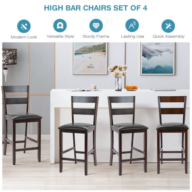25” Counter Height Kitchen Dining Pub Chairs with Soft Padded Seat