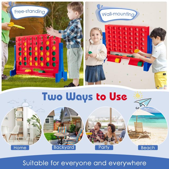 Giant 4 in a Row Game with Storage Carry Bag Jumbo 4-to-Score Game with Chess