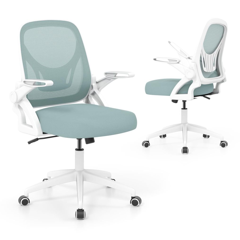 Comfy Swivel Rolling Desk Chair with Adjustable Height & Flip-Up Armrests