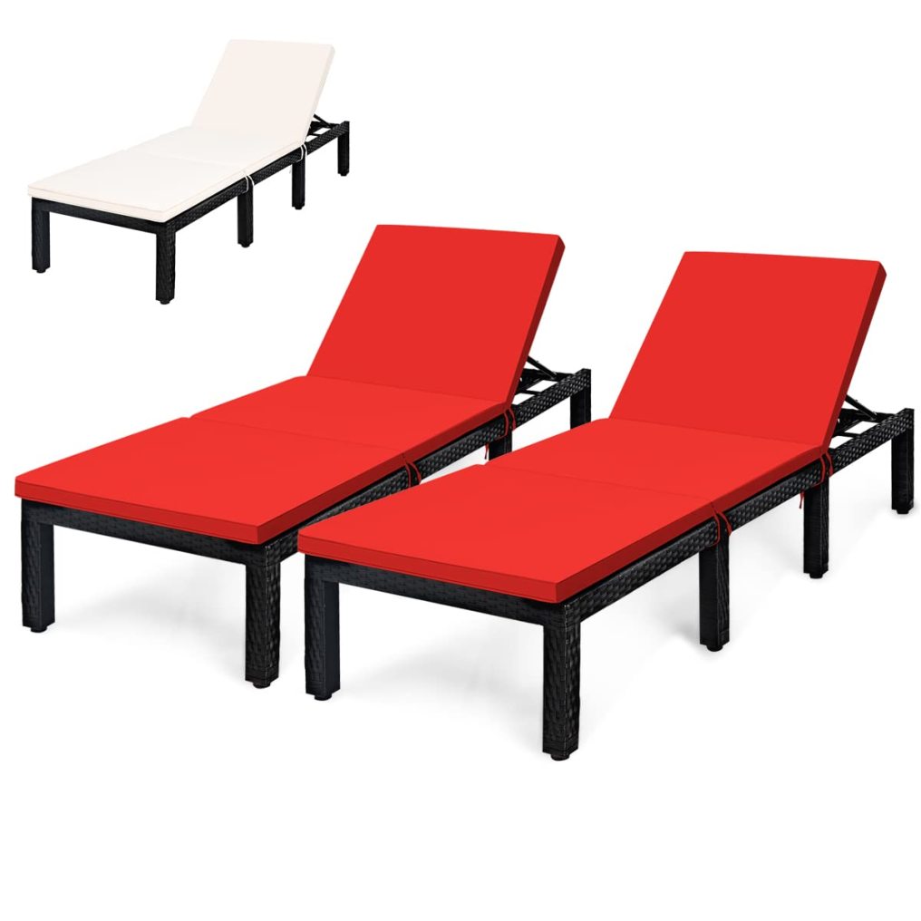 Patio Rattan Lounge Chair with Cushion for Deck
