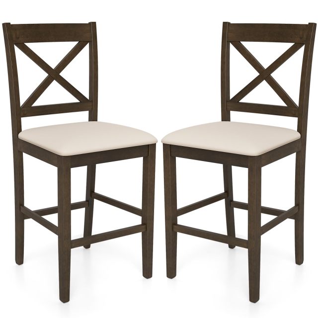 24 Inch Counter Height Barstools with Rubber Wood Frame, Footrest (2/4)