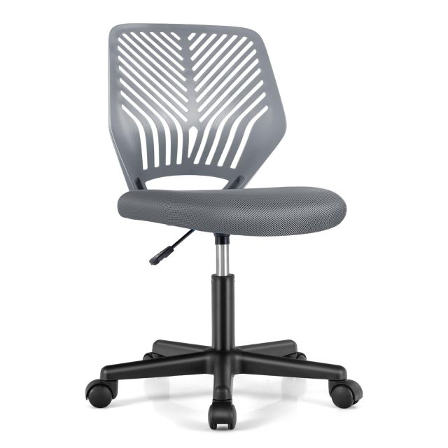 Height-Adjustable Ergonomic Kids Desk Chair Swivel Armless Task Chair w/Universal Casters