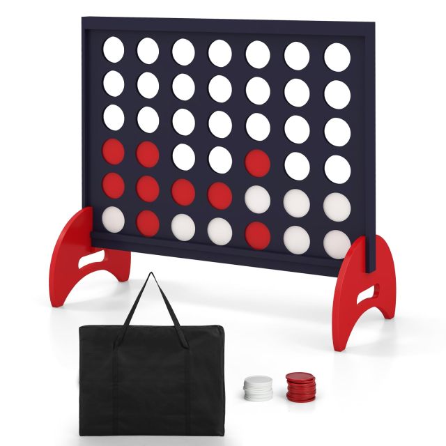 Giant 4-to-Score Game Set 4-in-A-Row Game Set w/42 PCS Jumbo Rings & 600D Oxford Fabric Carrying Bag