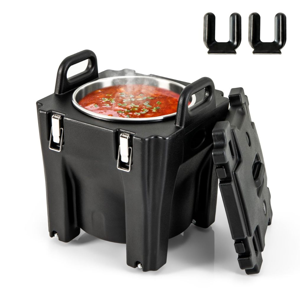 Insulated Food Carrier 32Qt Stackable Catering Hot Box w/ 4 Directional Wheels
