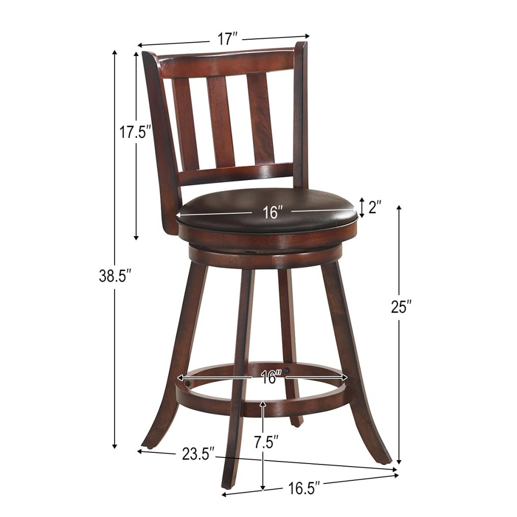 25 Inch Set of 2/4 Wood Swivel Counter Height Dining Pub Bar Stools with PVC Cushioned Seat