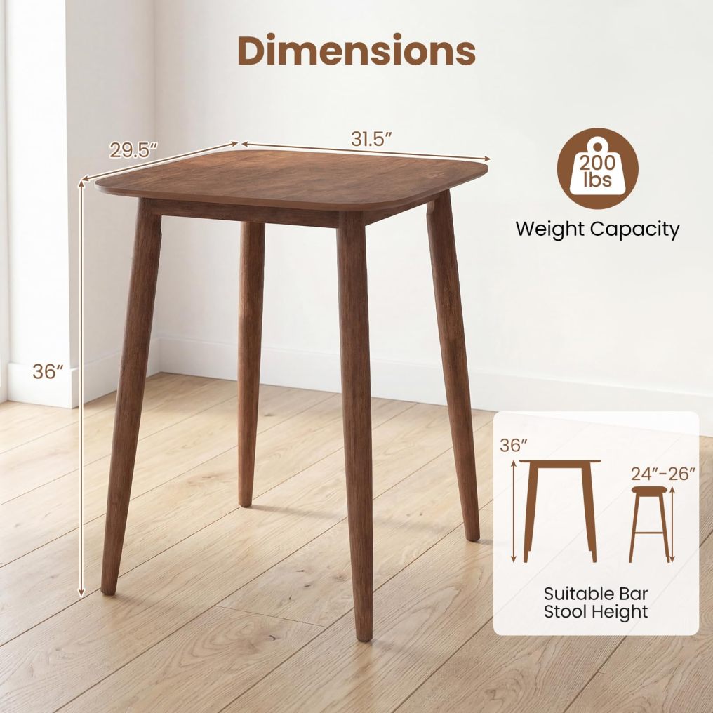 36 Inch Counter Height Dining Table with Sturdy Pedestal Base