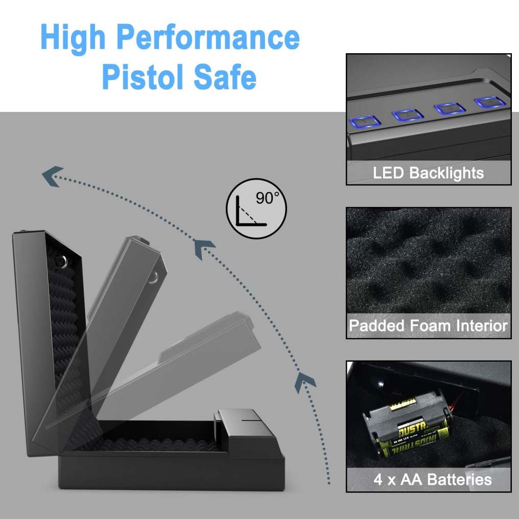 Handgun Safe with Password & Backup Keys for Quick Access for Home
