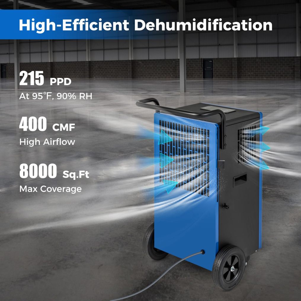 ARLIME 215 Pints Commercial Dehumidifier w/Drain Hose, Industrial Heavy Duty Dehumidifier