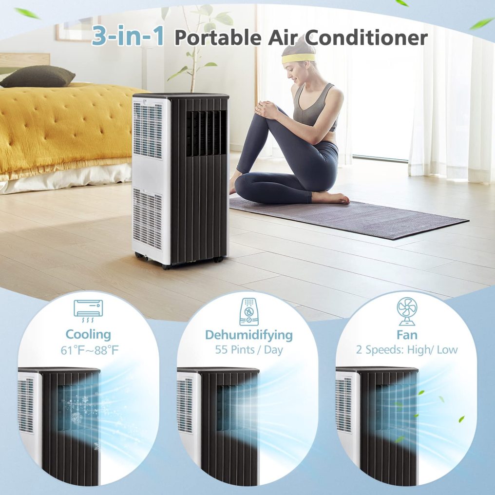 ARLIME Portable Air Conditioners, 10000 BTU Air Unit w/Fan & Dehumidifier Mode for Home Office, Quiet Portable AC w/Sleep Mode