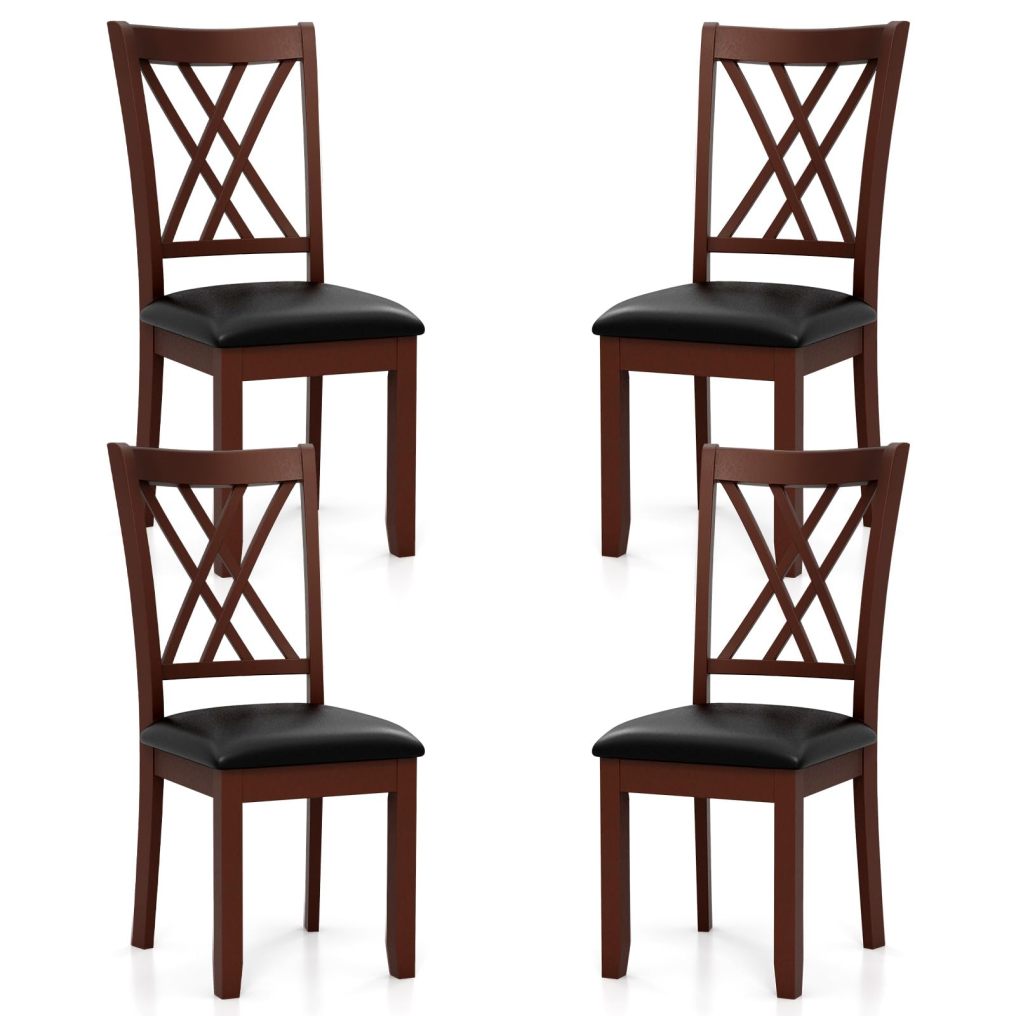 PU Leather Kitchen Chair with Rubber Wood Frame & Padded Seat