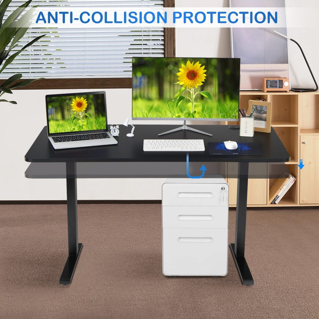 Dual Motor L Shaped Standing Desk with Hook & Cable Tray