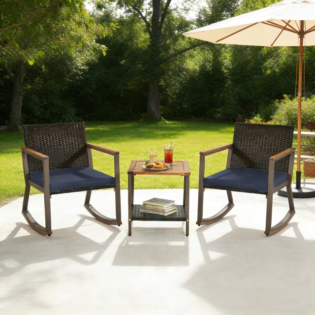 3 Pieces Patio Rocking Bistro Set