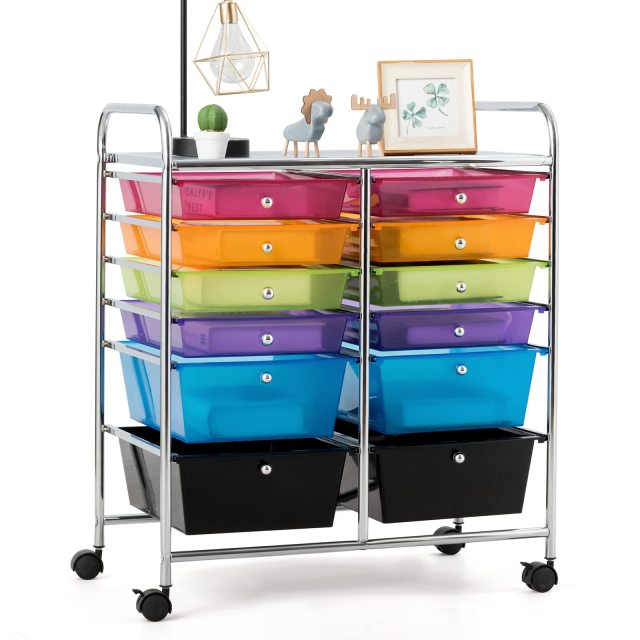 12-Drawer Rolling Storage Cart 12 Drawer Organizer Trolley
