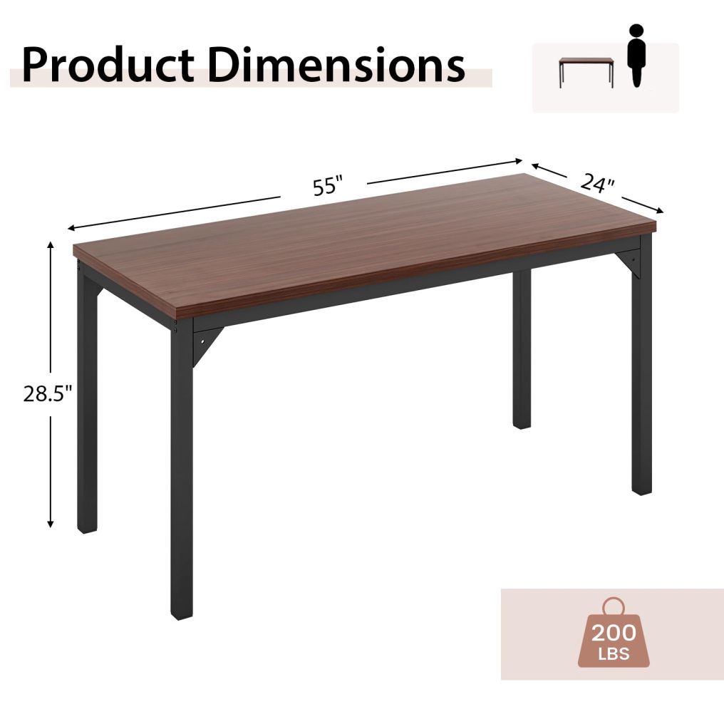 4.5FT Conference Table 55” x 24” Large Meeting Room Table W/Heavy Duty Steel Frame