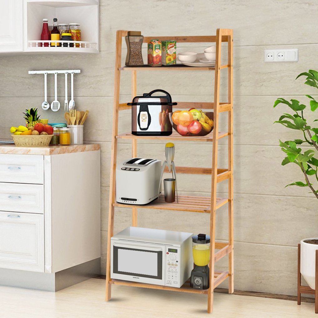 47.5'' Bamboo Ladder Shelf for Living Room Balcony