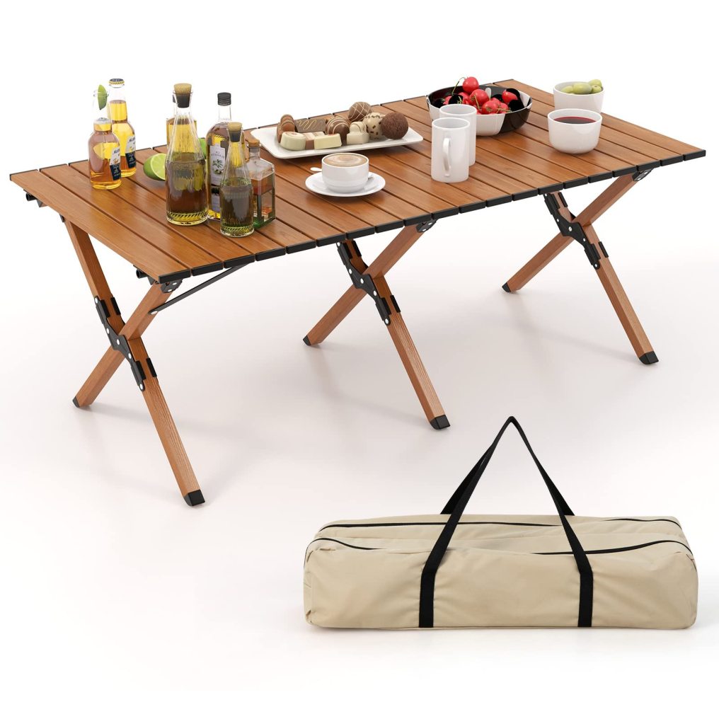 Folding Picnic Table Roll-Up Aluminum Camping Table