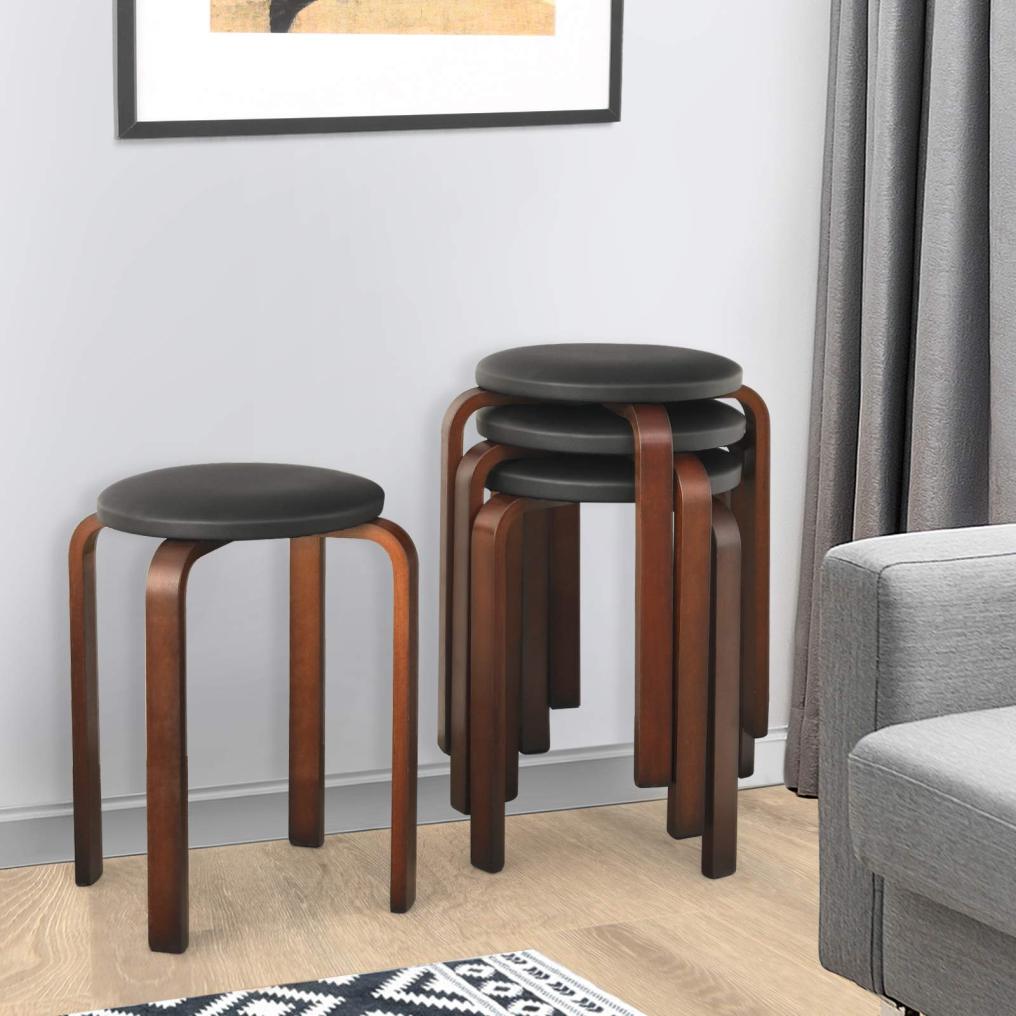 4-Pack Bentwood Stack Stools 18.5-Inch Portable Stackable School Stools