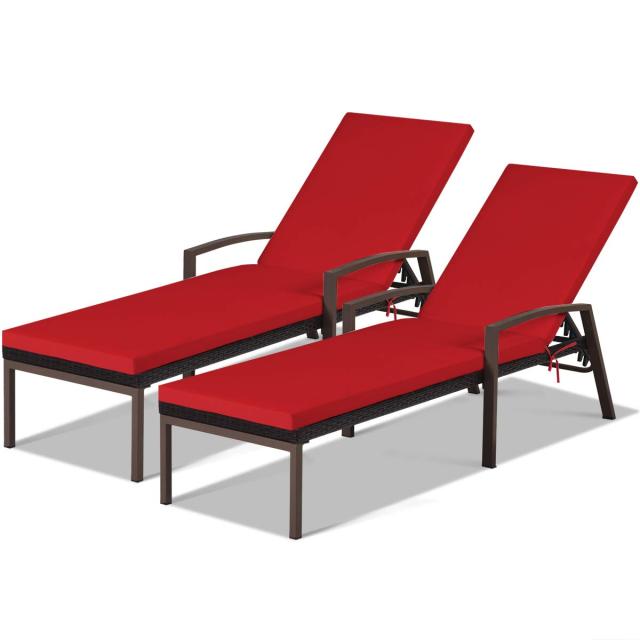2PCS Rattan Lounge Chair Outdoor