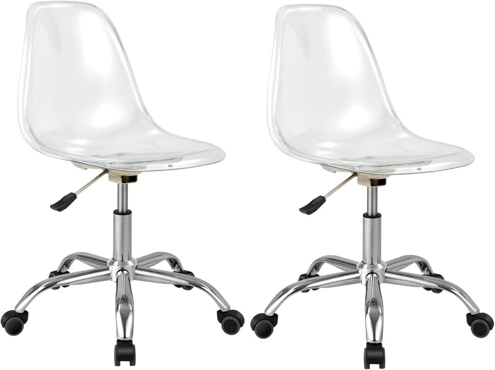 Acrylic Clear Desk Chair Armless Swivel Vanity Ghost Plastic Chair