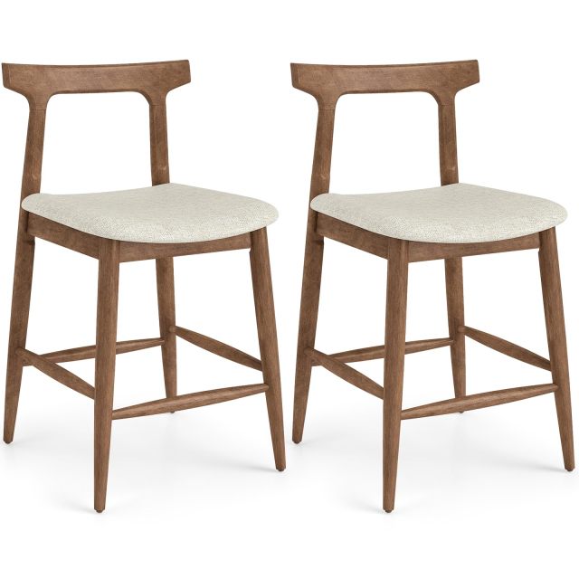 24 Inch Solid Wood Kitchen Island Chairs with Curved Backs (2/4)