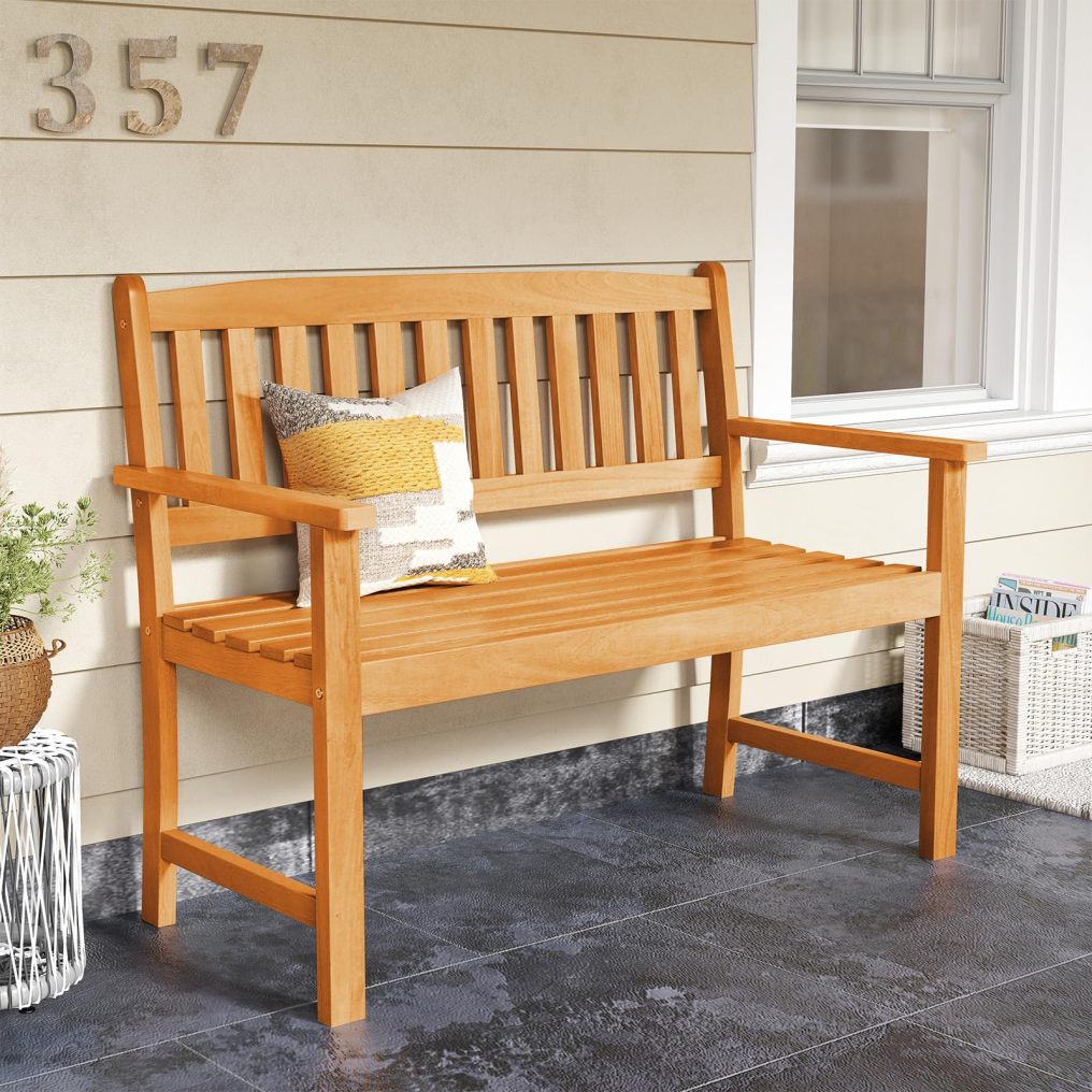 43”L x 22”W x 34”H Sturdy Outdoor Acacia Wood Bench for Garden