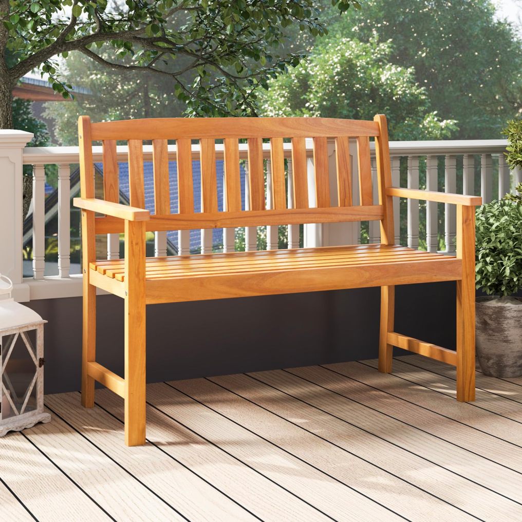 43”L x 22”W x 34”H Sturdy Outdoor Acacia Wood Bench for Garden