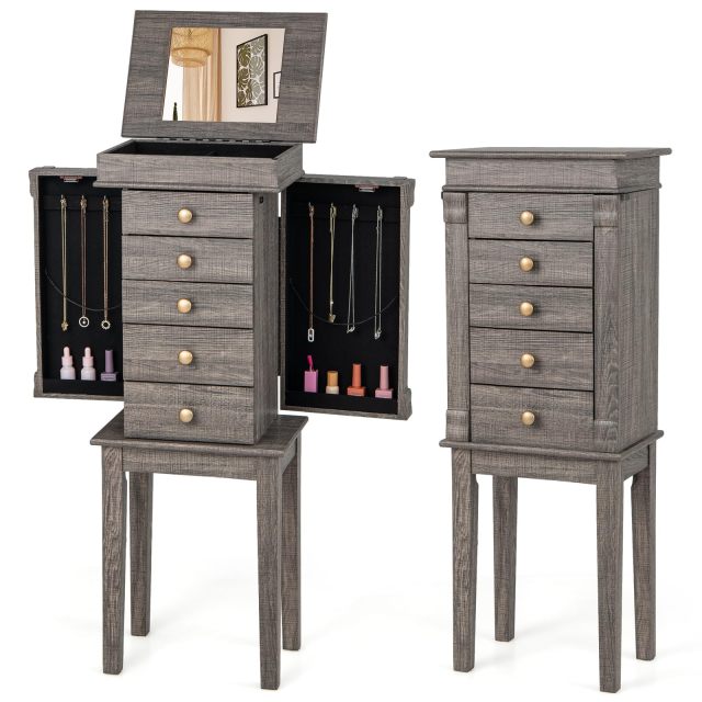 Wooden Jewelry Storage Chest with 5 Drawers for Women