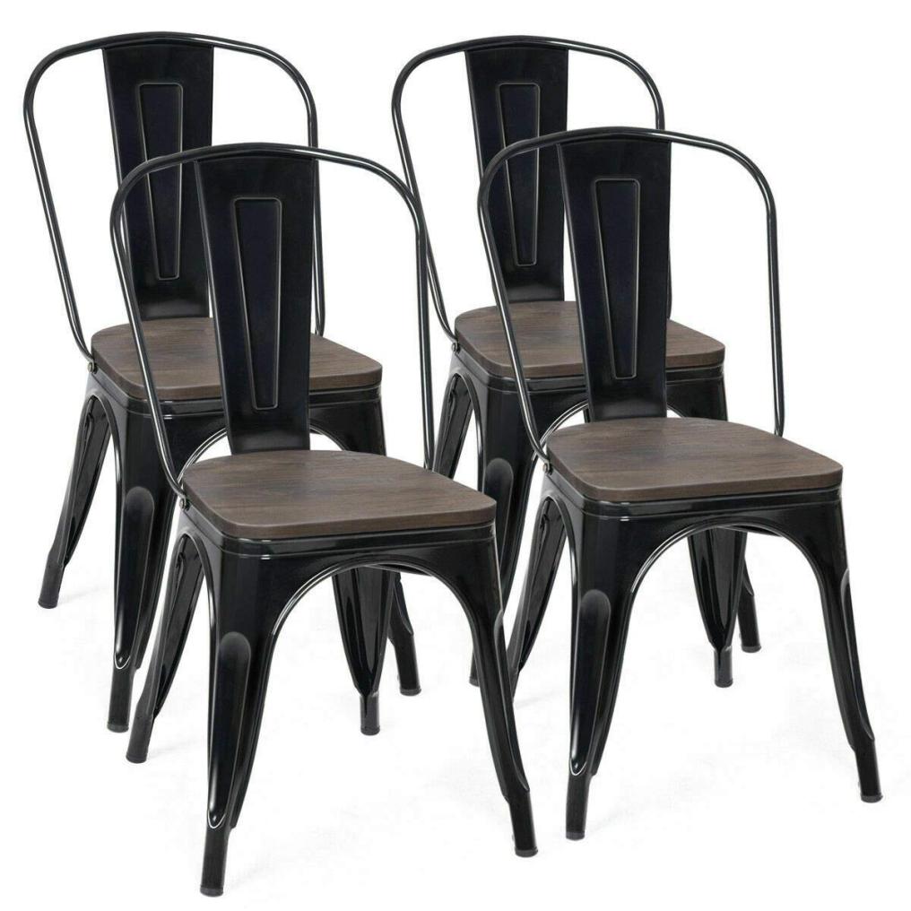 18 Inch Dining Chair Set of 4 Industrial Vintage Stackable Metal Stools