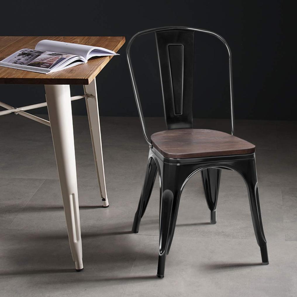 18 Inch Dining Chair Set of 4 Industrial Vintage Stackable Metal Stools