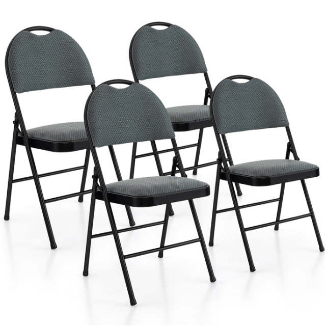 ARLIME Folding Chairs w/Padded Seats, Padded Folding Chair w/Handle Hole, Upholstered Seat