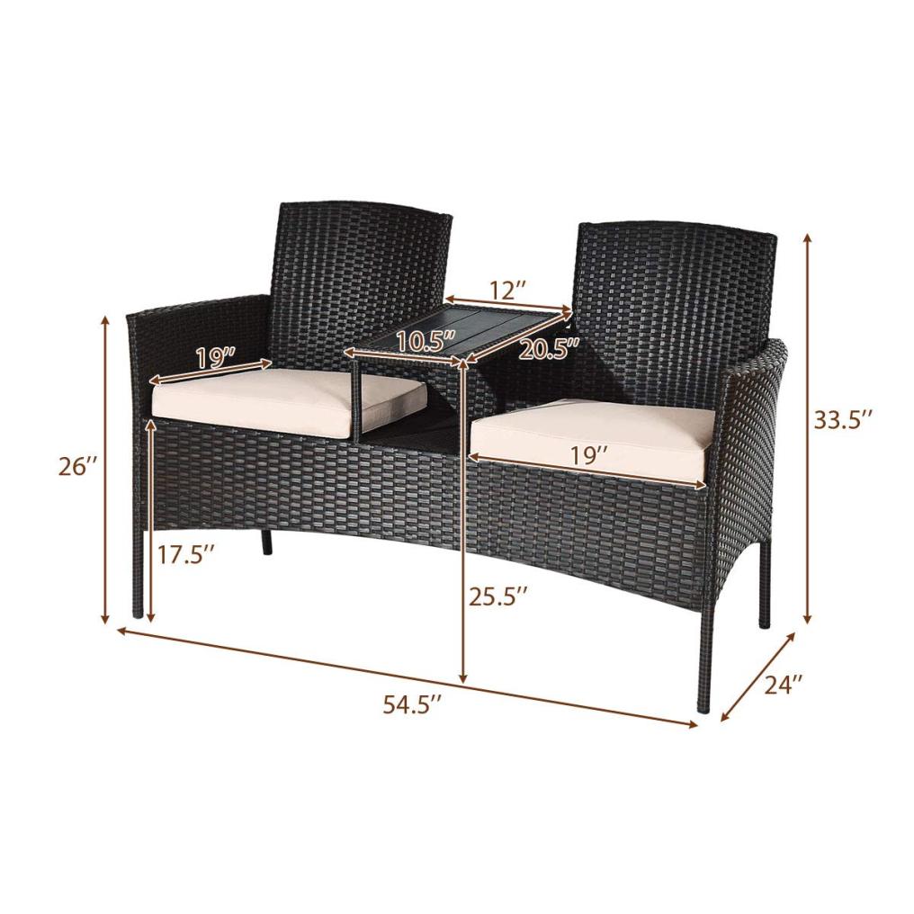 2-Seat Patio Conversation Sets Outdoor Patio Loveseat Set