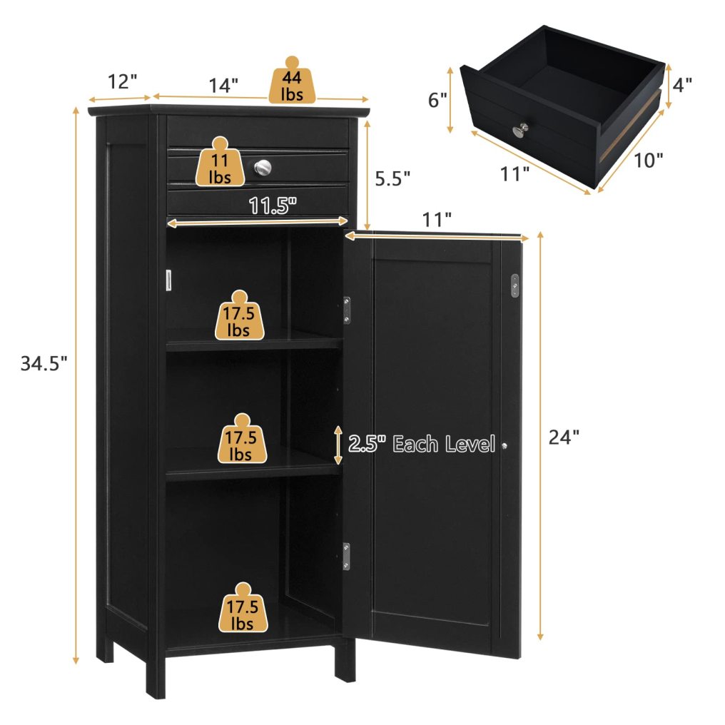 Bathroom Storage Cabinet Single Door Floor Cabinet