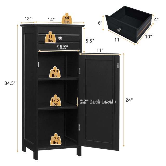 Bathroom Storage Cabinet Single Door Floor Cabinet