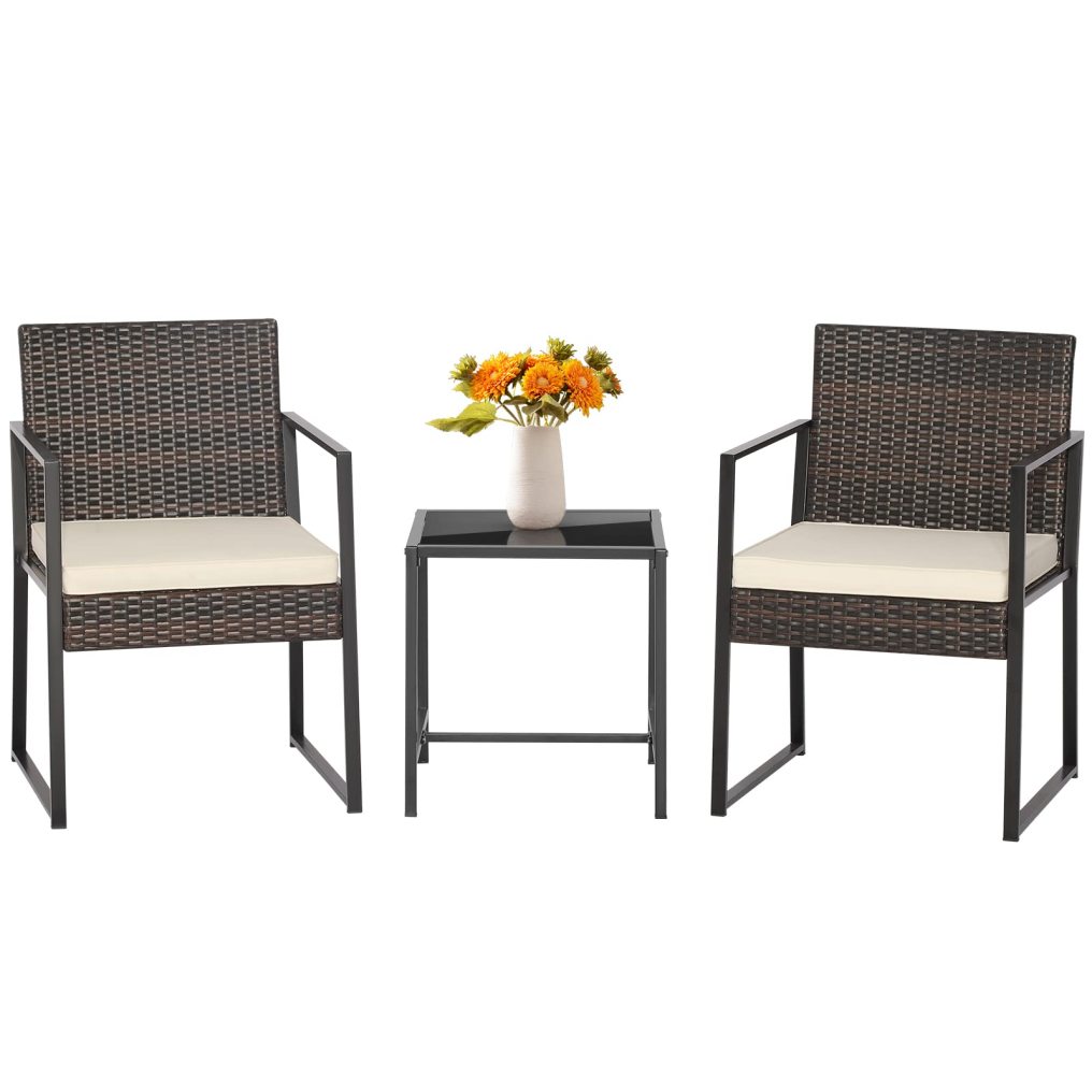 Outdoor Rattan Chair Sofa with Coffee Table for Garden